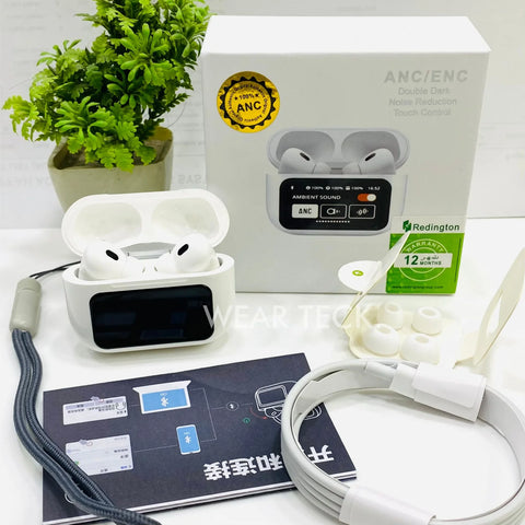 A9 PRO Airpods  Wireless Bluetooth Earbuds - Digital Display, ANC + ENC, Wireless Charging- Touch control- long battery- airpods pro style