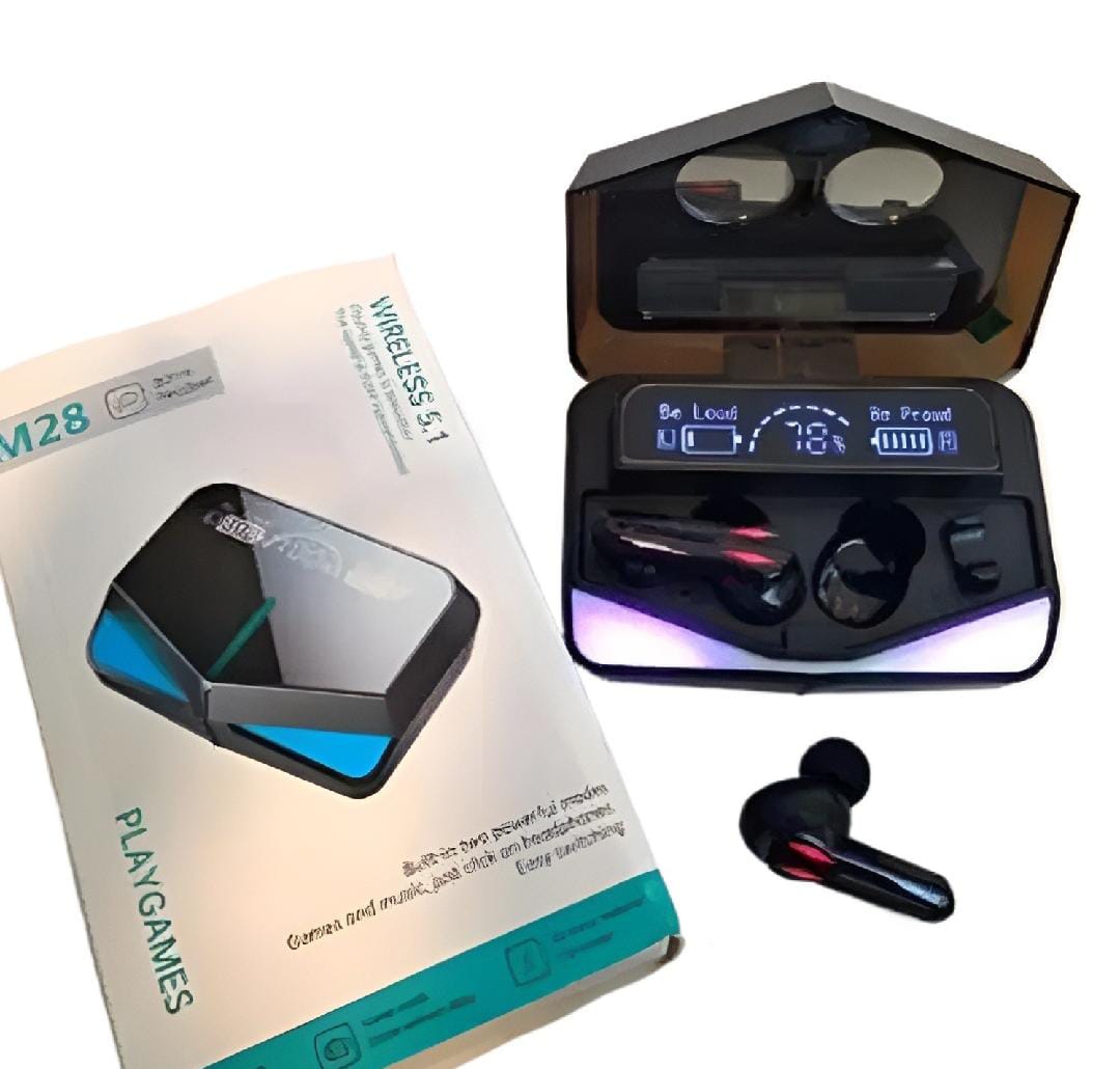 M28 Gaming Tws Earbuds 5.1 Stereo Bass wireless Earbuds 2000mah Power bank – New Wireless Headset M28 Bluetooth 5.1 With Microphone Long Battery Life HD LED Screen