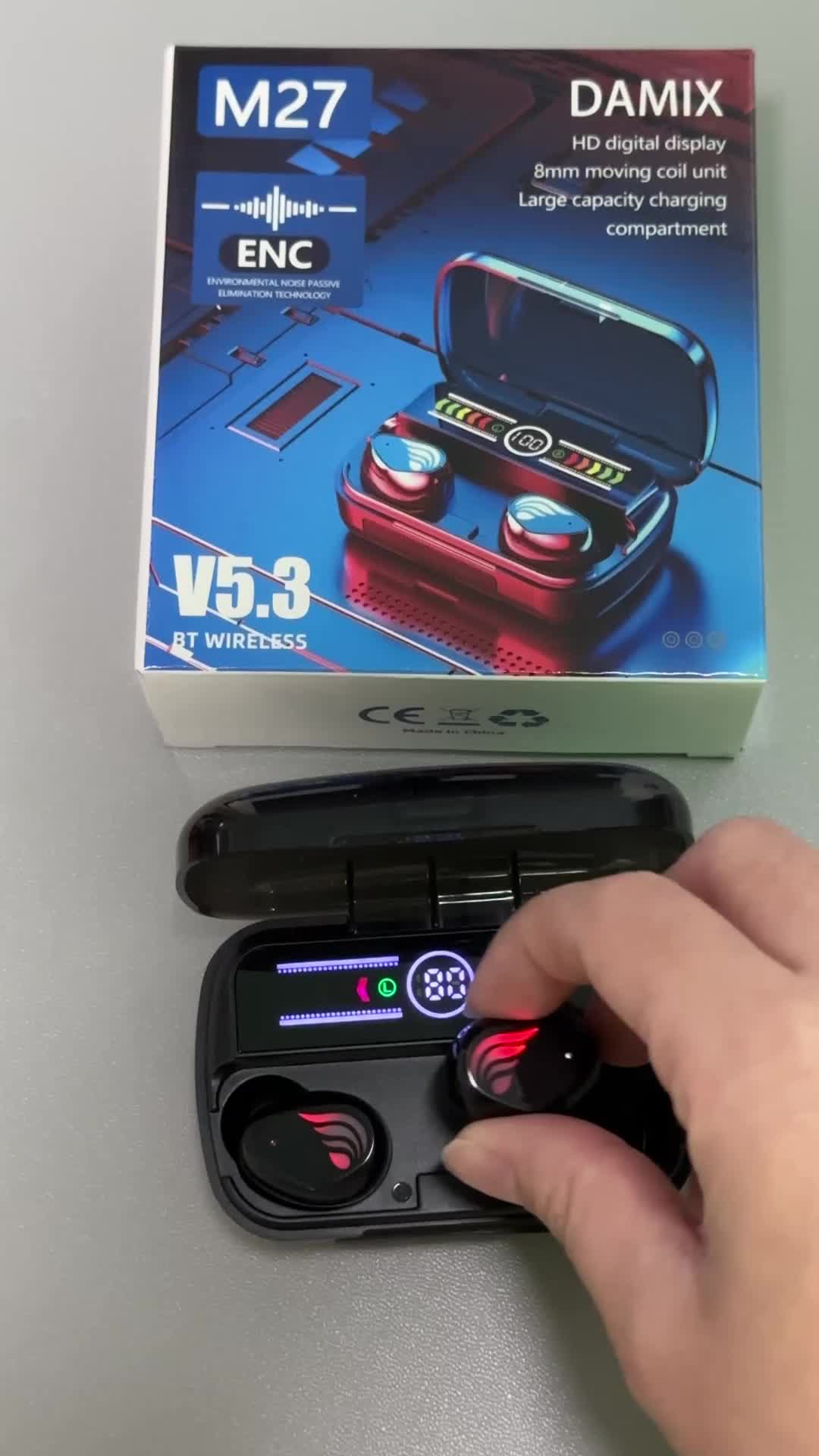 M27 TWS Wireless Earphones Bluetooth5.3 Stereo Headphones Sport Waterproof Earbuds Headset Charging Box