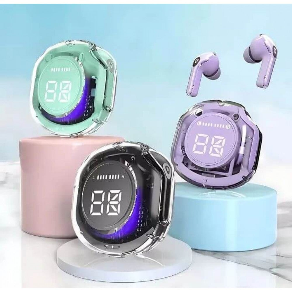 Air39 Wireless Earbuds Case|Air39 Wireless Earbuds | A39 AirPods | Air39 Earbuds | Crystal Clear Sound, Bluetooth 5.3, Transparent Case, Heavy Bass Stereo, Noise Reduction, Sports Headset with Microphone, Waterproof, LED Display