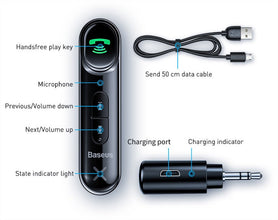 Baseus Car Aux Bluetooth 5.0 Adapter Wireless 3.5mm Audio Receiver