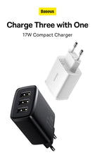 Baseus Charger 17W 3 Usb Output Black US Plug CCXJ020001