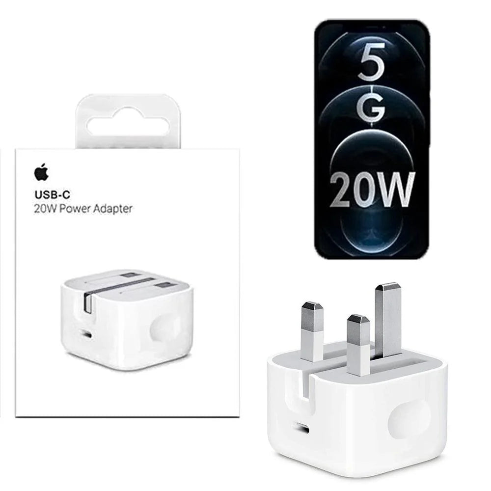 Apple 20W Power Adapter Type-C with 12 Months Warranty - Fast Charging, Original Genuine Charger for iPhone and iPad- iPhone 14 Pro/Max, iPhone 15 Pro/Max, iPhone 16 Pro/Max
